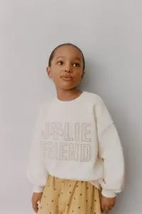 SWEATSHIRT WITH POLKA DOT SLOGAN PRINT