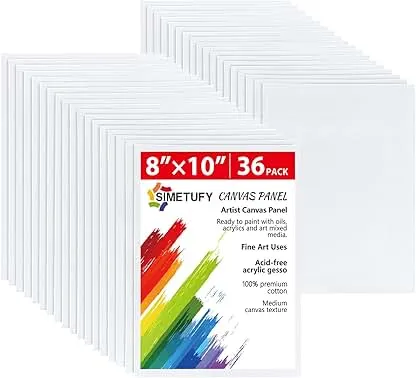 Simetufy 36 Pack 8x10 Inch Canvas Boards for Painting, B…