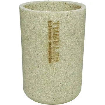 Bicchiere porta spazzolini beige da bagno