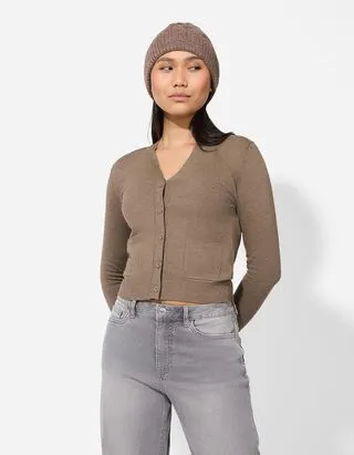 Berretto - maglia a cavo - marrone