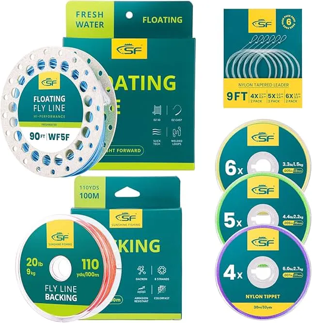 SF Fly Fishing Line with Two Welded Loops Weight Forward Floating Fly Lines Trout 90FT WF2 3 4 5 6 7 8 9F Multi-Color Freshwater