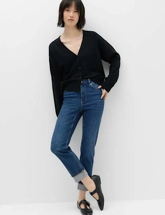 „Harper“ Zigaretten-Jeans in 3/4-Länge mit hohem Bund