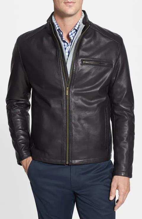 Lambskin Leather Moto Jacket (Online Only)
