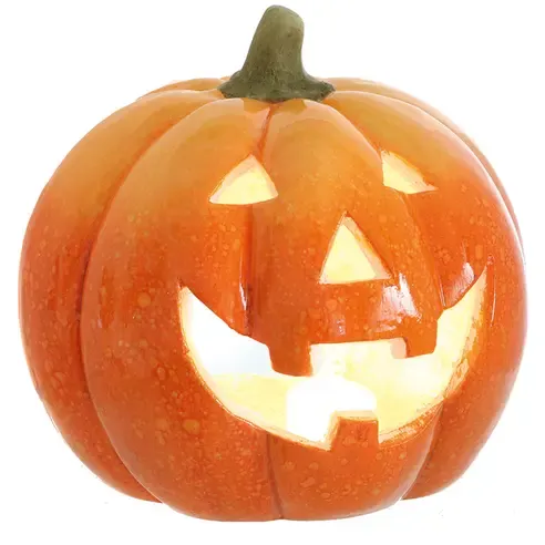 Kürbis-Windlicht - gelb-orange - 29x27 cm