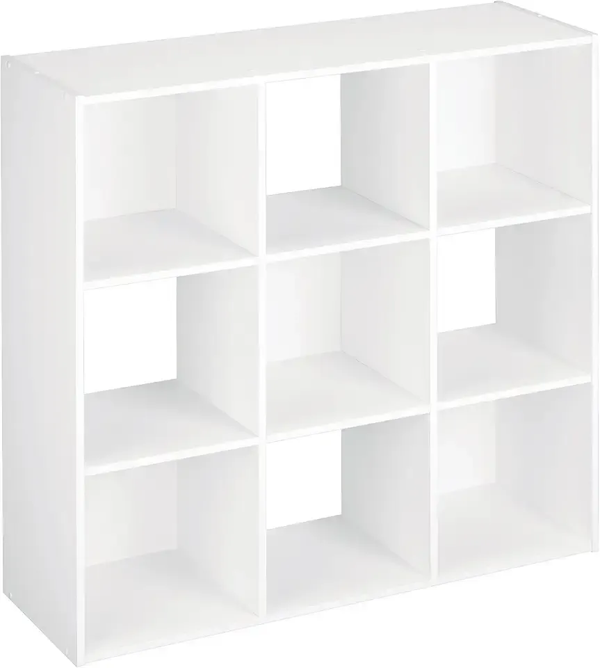 ClosetMaid 9 Cube Laminated Wood Reversible Stackable Open Bookcase Display Shelf Storage Organizer for Home and Office Organization, White