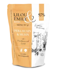Lilou & Émile Kitten mit Perlhuhn, Huhn 12 x 85 g
