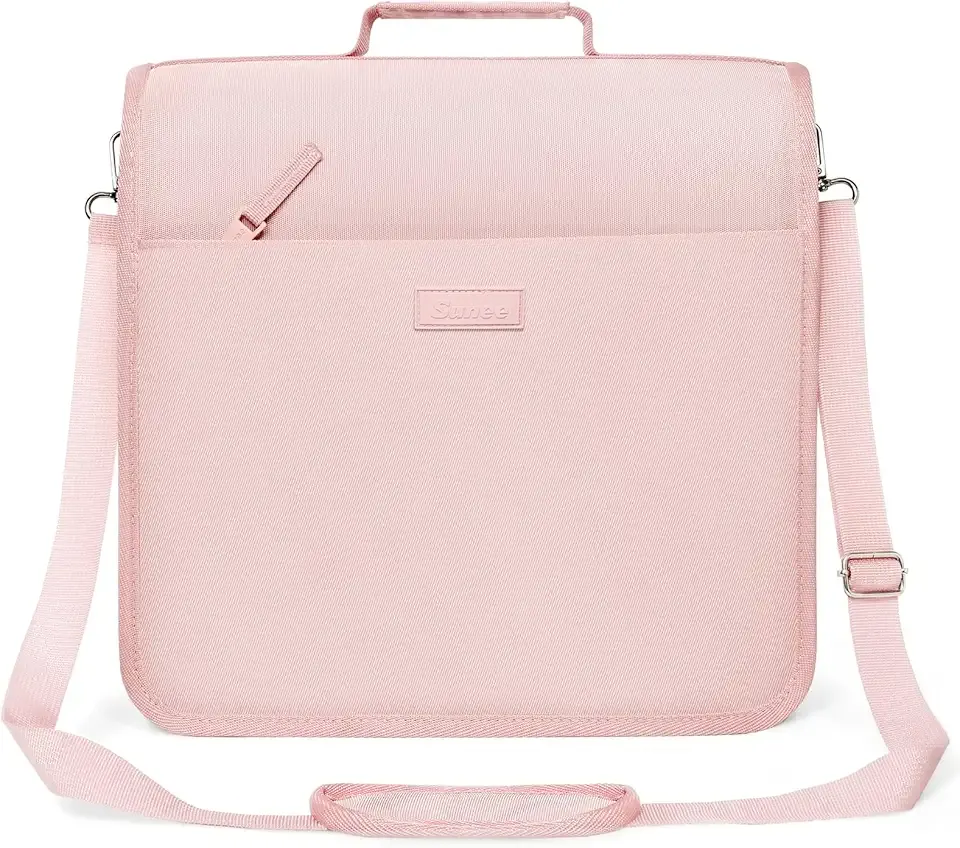 SUNEE Zipper Binder 3 Ring, 3 Inch O-Ring with Handle and Shoulder Strap, 600-Sheet Capacity, Multi-Pockets for Middle School Organizer Binder with Zipper, Pink Lotus
