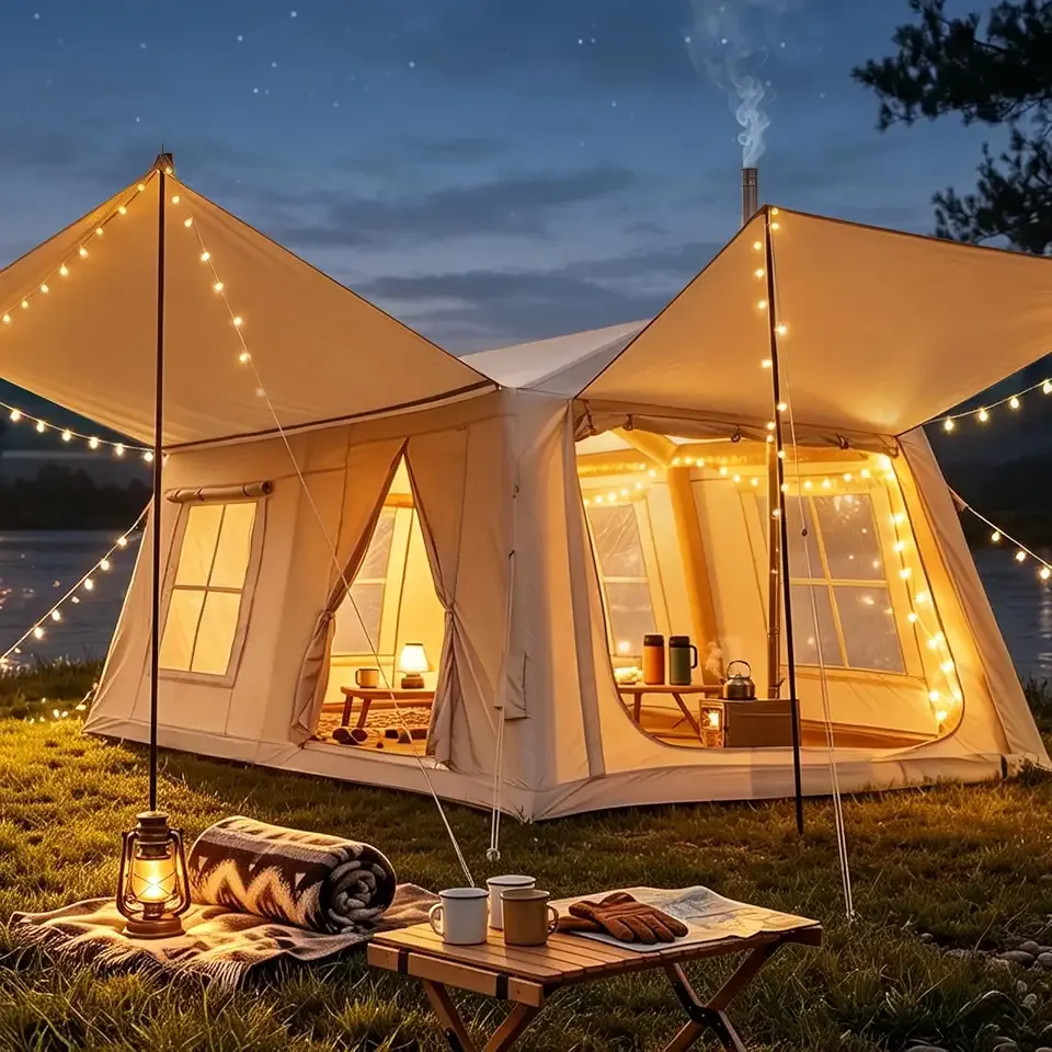 Inflatable Blow Up Tents for Camping,Waterproof Oxford Hot Tent with Stove Jack,Spacious Easy Setup Inflatable Camping Air Tent for Family Glamping 8/10/12 People
