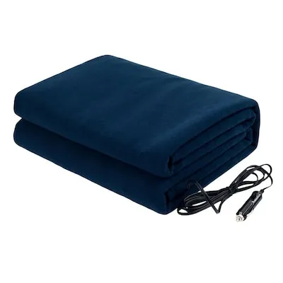 Heated Car Blanket Navy Blue 42-in x 52-in Polyester Heated blanket