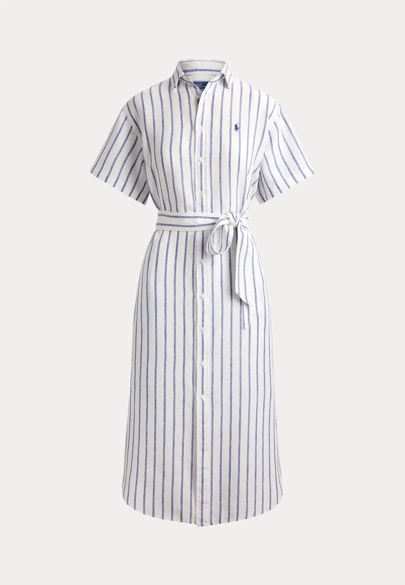 WOVEN SHIRT DRESS - Skjortekjole - white/royal