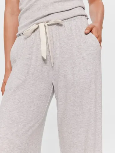 Grey Pointelle Straight Leg Pj Pant