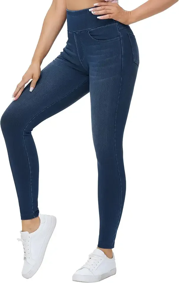 Women's High Waisted Jeggings Pants Stretchy Tummy Control Skinny Jean Leggings with Pockets