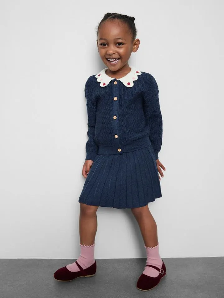 1–9 ans | Ensemble jupe plissée et gilet à col