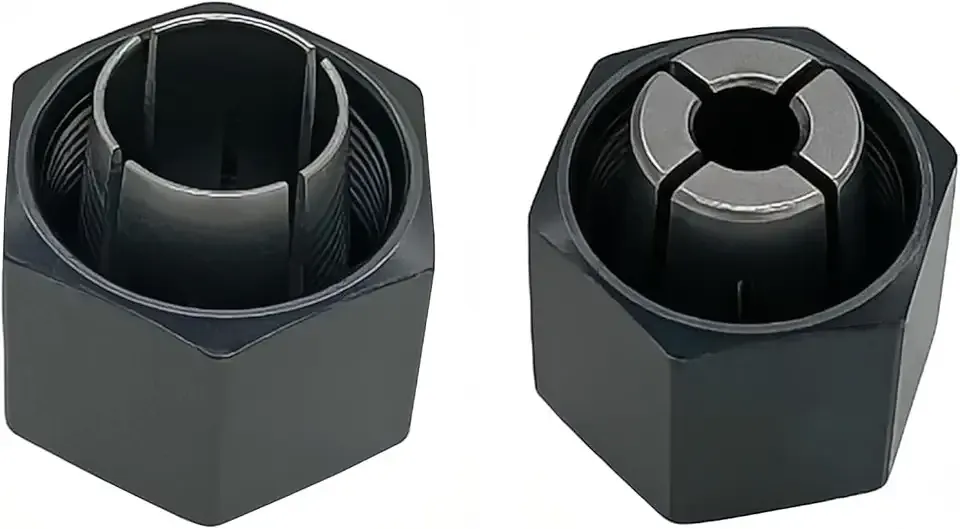 1/4" and 1/2" Router Collet Kit replace For Dewalt 326286-04 326286-03 Boschh 2610906283 2610906284 Hitachi 323-293 323-421 Big Horn 19691 19693 & RC050DW RC025DW (2 Pck)