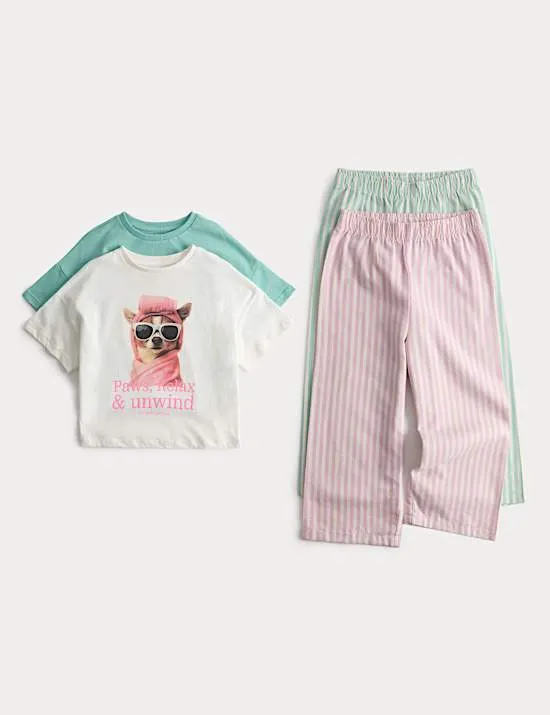 2 Pack Pure Cotton Dog Graphic Pyjama Sets (1-8 Yrs)