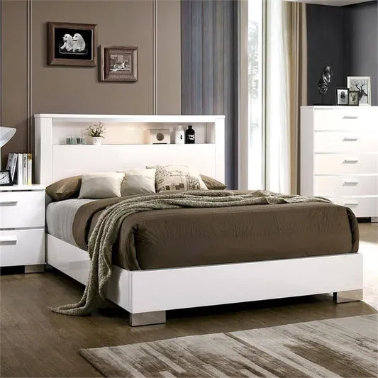 Celine Queen Size Bed by Furniture of America - White