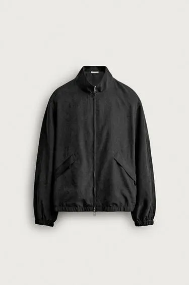 FAUX SUEDE RELAXED FIT BOMBER JACKET