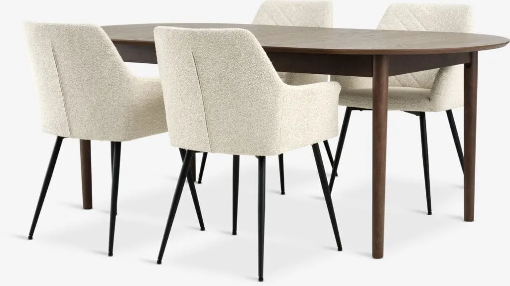 MARSTRAND Tavolo L200 rovere scuro + 4 PURHUS color avorio