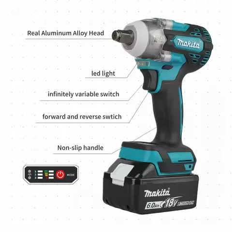 Makita DTW300 18V Tool Set Brushless Power Large Cordless Wrench 330Nm Torque Wind Cannon Remove Tire Lithium Auto Repair