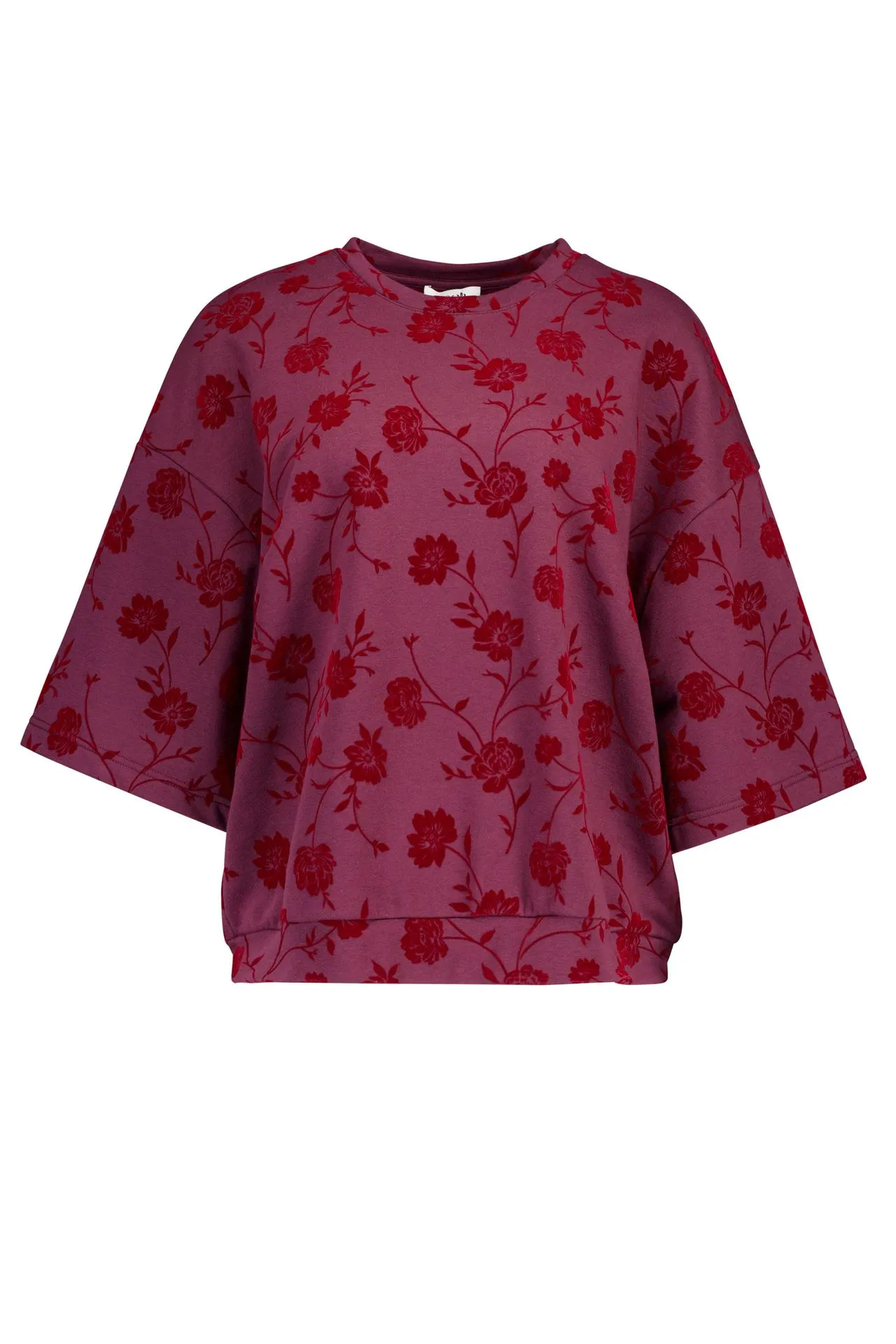 Paarse sweater met bloemen