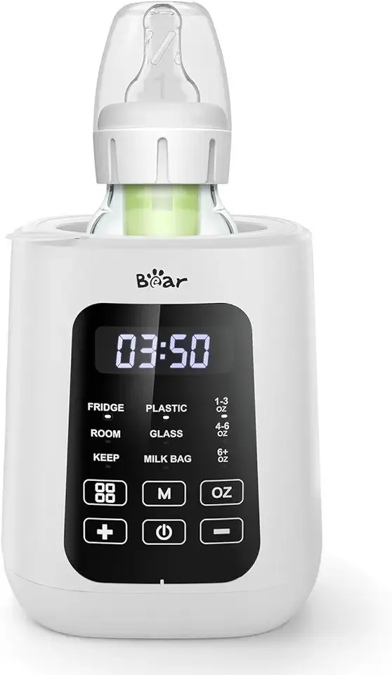 Bear Baby Bottle Warmer, Milk Warmer Breastmilk Bag Formula Fast Warming for New Born Baby Bottles, with Time Temp Control Automatic Shut Off at Home Use