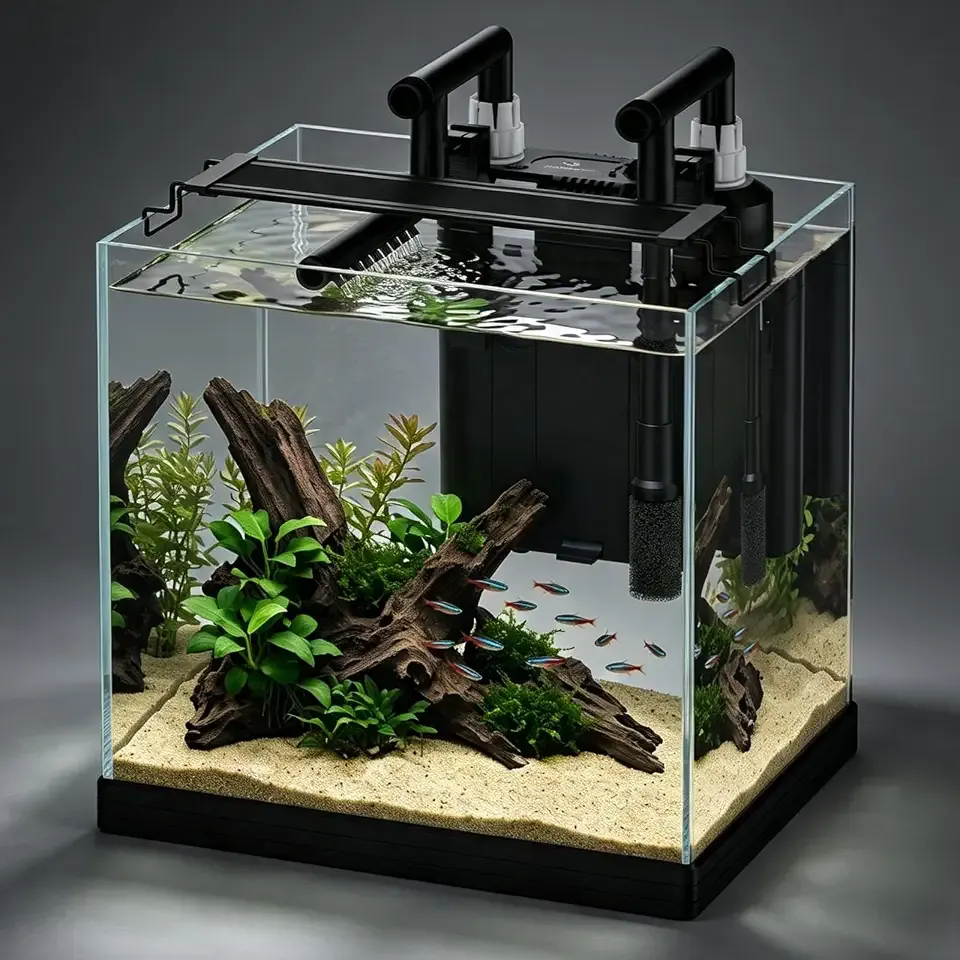 fishkeeper 5 Gallon Fish Tank Kit, with Hang-On-Back Aquarium Filter