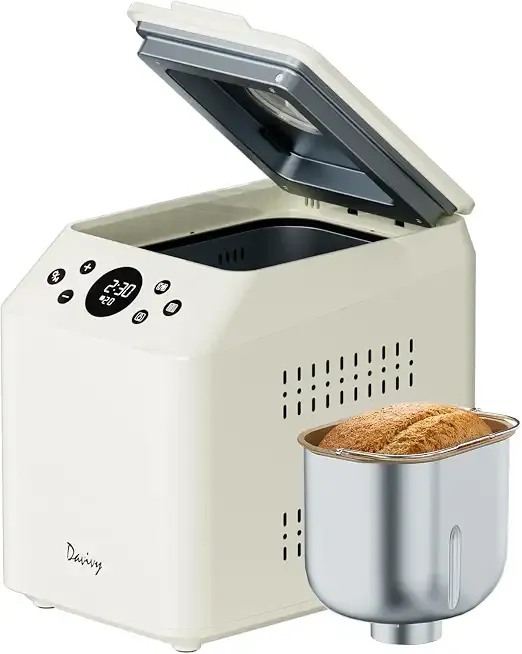Davivy 3LB Automatic Programmable Bread Maker Machine | 20-in-1 Bread Machine with Ceramic Pan, Dual Infrared Heaters, Quiet Brushless Motor, 15 Hour Delay Timer, Stainless Steel Homemade Bread Maker