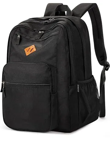 ZORFIN 26L Black Backpack for College, and Travel: Water Resistant Bookbag