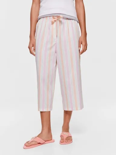 Peach Stripe 100% Cotton 3/4 Pj Pant