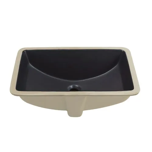 21 in. Vitreous China Rectangular Undermount Bathroom Sink in Black with Overflow