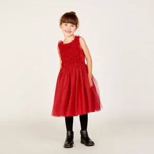 Robe de fête sans manches à froufrous pailletés fille