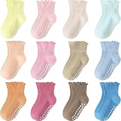 Aroveea Baby Toddler Girls Socks Grip Ruffle Non Slip Gi…