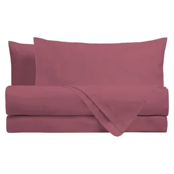 Completo Letto Singolo in Cotone Tinta Unita Burgundy 3 pezzi
