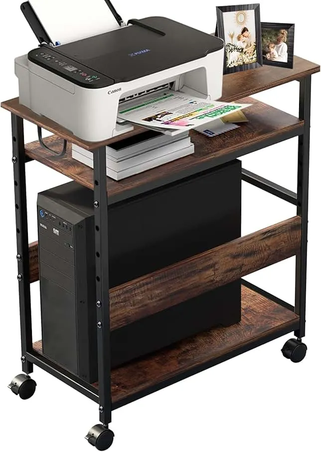 TooCust Computer Tower Stand, 3-Tier PC Tower Floor Stand with Side Shelf | Computer & Machine Carts, Computers Towers Floor Stand, PC Towers Shelf, M…