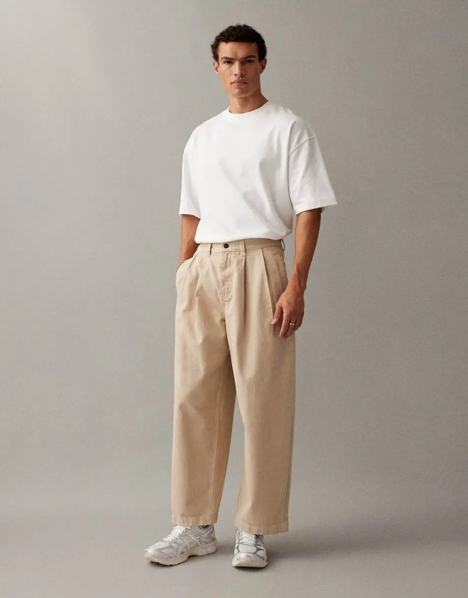 ASOS DESIGN barrel jeans in ecru with pleats