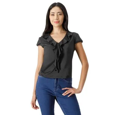 Blusa Mxstaza Mujer Escarolas Al Frente
