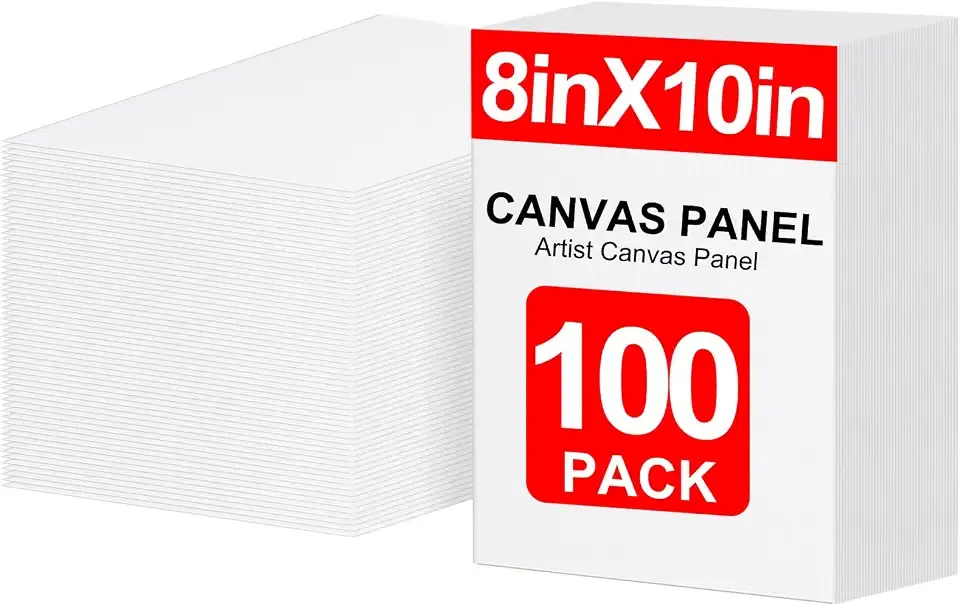 100Pack 8x10 Inch Premium Flat Canvas Panels for Acrylic and Oil Painting