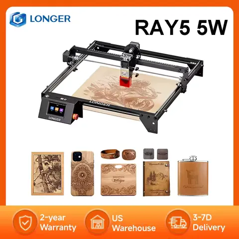 LONGER RAY5 Laser Engraver Laser Engraver 5W Output Power 3.5”Color Touch Screen App Offline Control Ultrafine Focused Laser