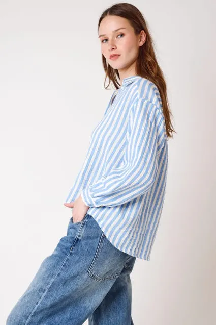 Blouse met strepen en lange mouwen in katoen
