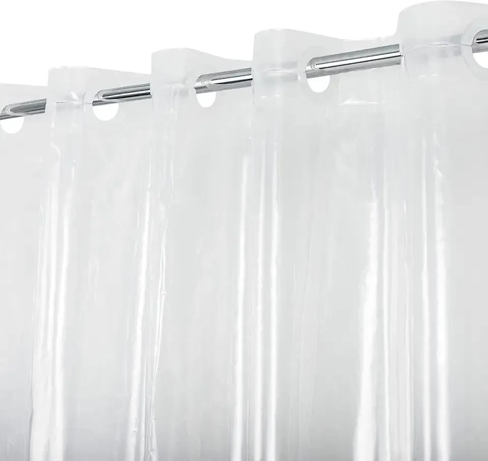 No Hook PEVA Shower Curtain or Liner - 8G Heavy Duty Clear Bathroom Shower Curtain No Hooks Required, Waterproof Plastic & PVC Free, Standard Size 71 x 74, Clear