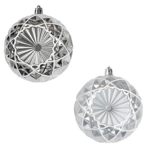 Enchanted Forest® 90mm Silver Concave Star Shatterproof Ornaments - 2 Pack