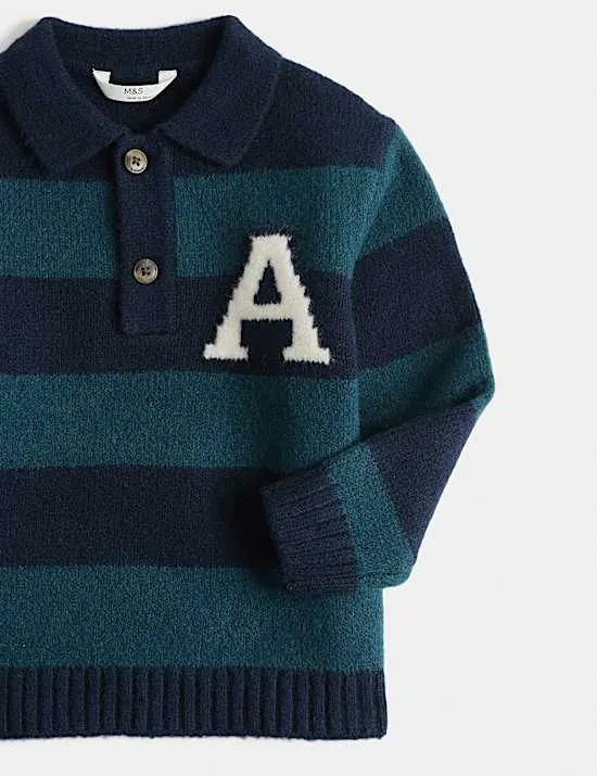 Gestreifter Rugby Strickpullover