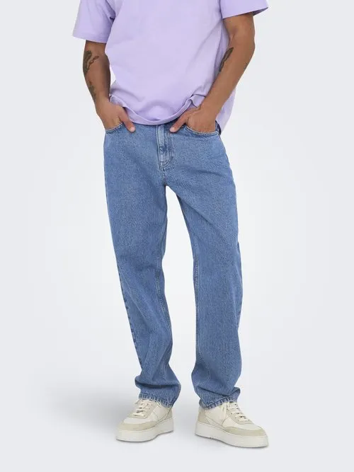 Regular fit ONSEDGE Mid rise Straight - Jeans relaxed fit - medium blue denim
