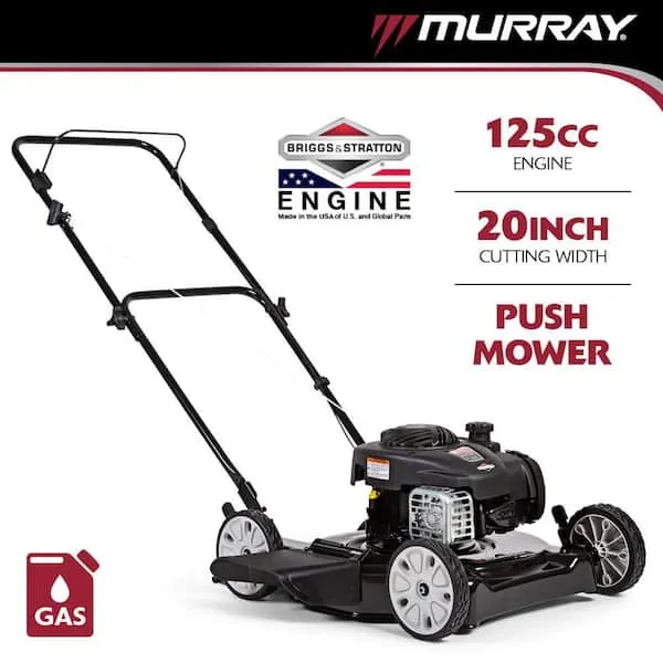 Murray 20 in. 125 cc Briggs & Stratton Walk Behind Gas Push Lawn Mower with 4 Wheel Height Adjustment and Prime \'N Pull Start