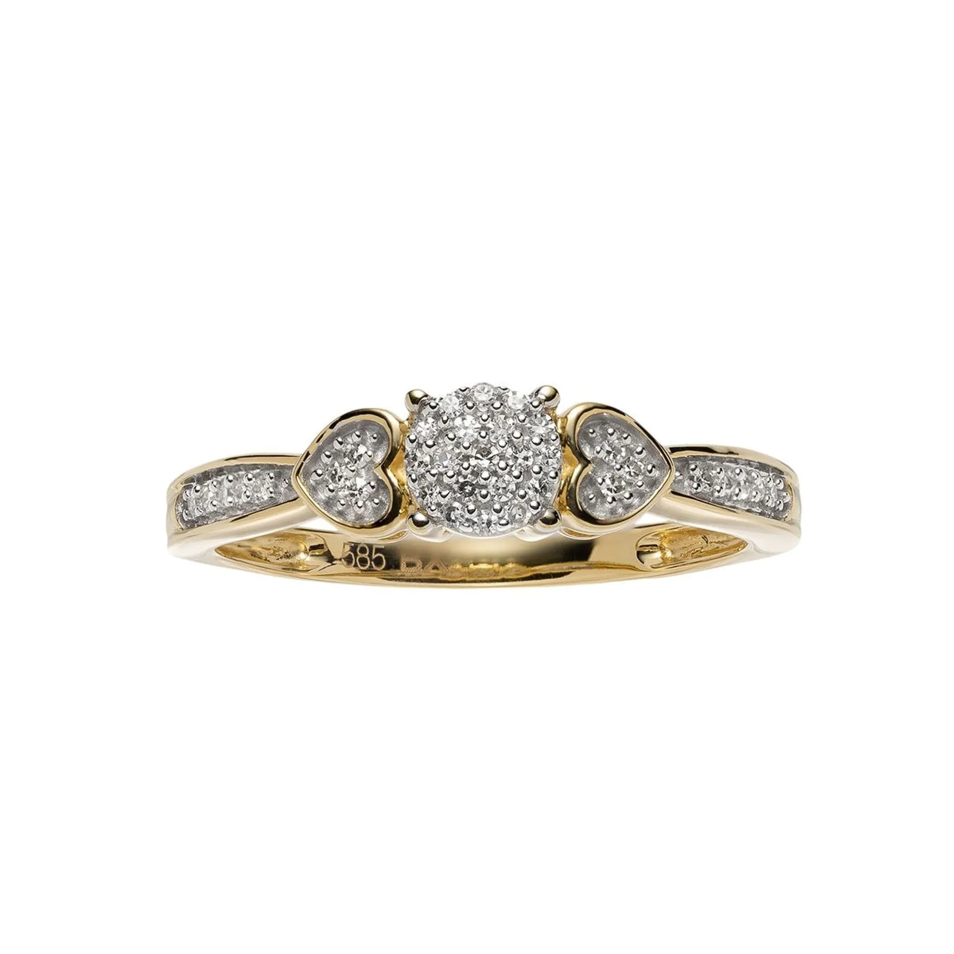 Diamantring i 585 gult gull 0,10 ct