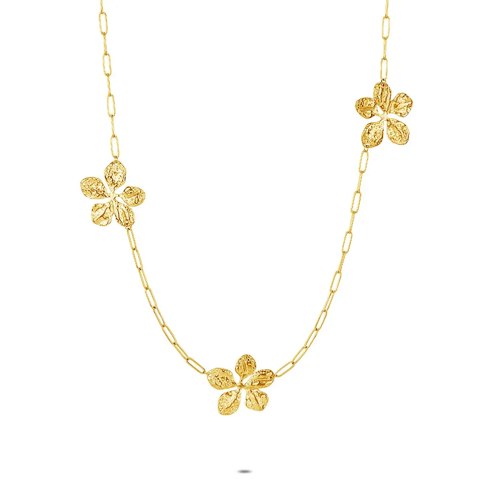 Halsketting in edelstaal, bloemen