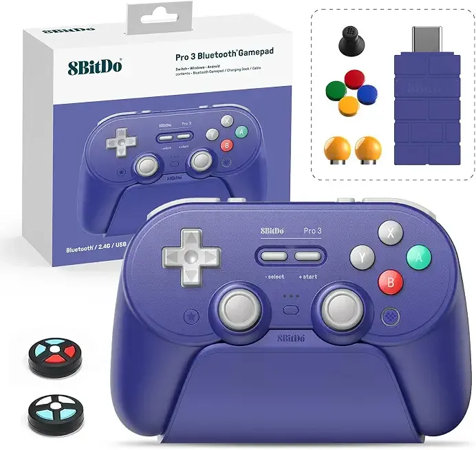 8Bitdo Pro 3 Bluetooth Controller with TMR Joysticks (Purple)