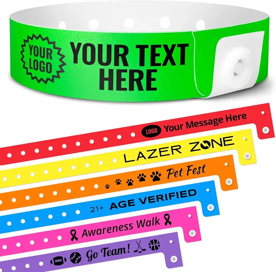 WristCo Custom Plastic Wristbands for Events| Fast Delivery| Select Qty | Personalize w/ Clipart Text & Logos - USA Made - Wristband ID Bracelets for Events, Hospitals, Party Security, VIP Admission