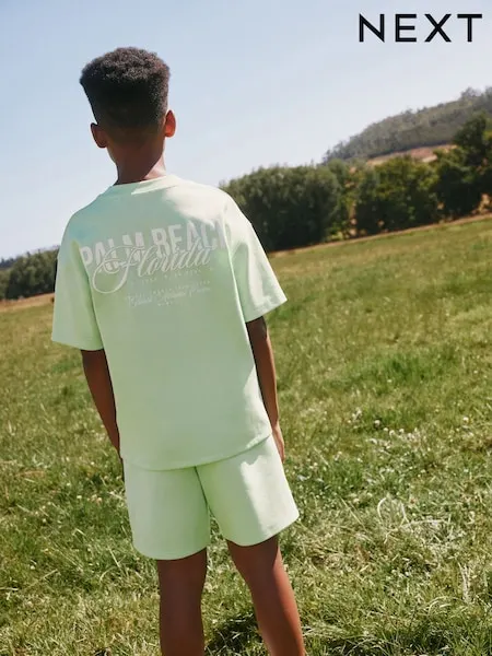 Bright Green Heavyweight Short Sleeve T-Shirt and Shorts Set (3-16yrs)