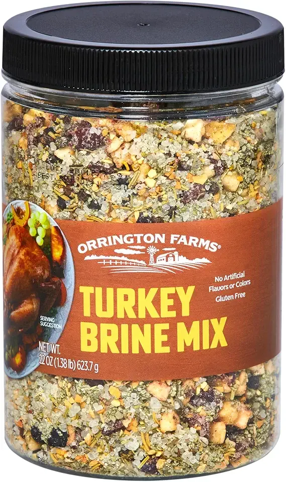 Orrington Farms Turkey Brine Mix | Savory Blend of Sea Salt, Cranberries, Sage, Juniper Berries & More | Brine Turkeys up to 25 Pounds | No Artificial Flavors or Colors | Gluten Free | 22 oz Jar